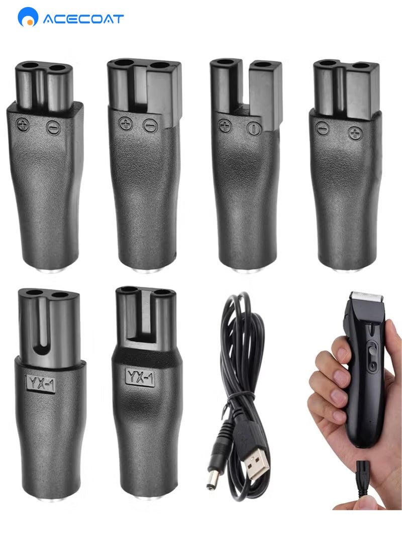 ايسكوت شاحن ماكينة حلاقة، 6 قطع محول ماكينة حلاقة عالمي، 6 قطع محول سلك إمداد طاقة فريد من نوعه على شكل رأس، موصل تيار مستمر، شاحن ماكينة حلاقة اللحية، طقم شاحن ماكينة حلاقة للرجال، حل شحن متعدد الوظائف - Image 1